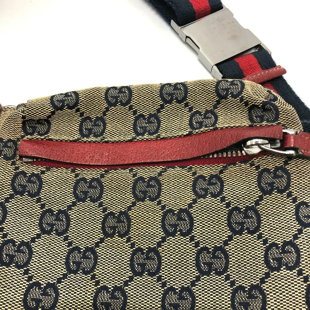 Gucci Belt Bag Bum Body Leather GG Waist Red Canvas Logo Crossbody - Picture 5 of 15